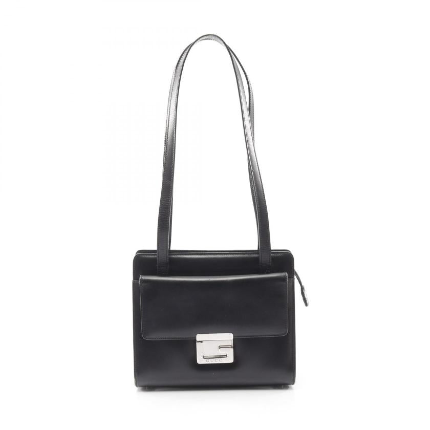 Pre-loved GUCCI G logo Shoulder bag leather black 2101219274249