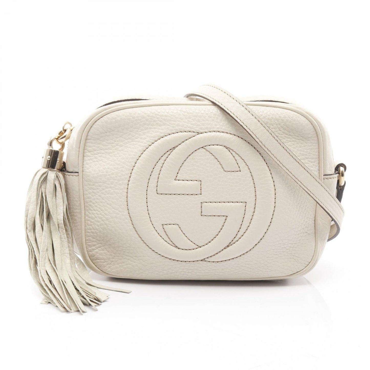 Pre-loved GUCCI Soho disco bag Interlocking G Shoulder bag leather off white 2118400206750