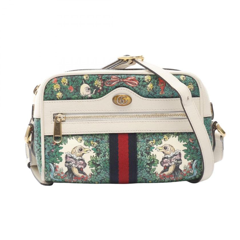 Pre-loved GUCCI GUCCI ??Yuko Higuchi Ophidia Shoulder bag PVC leather off white green multicolor 2120900063665