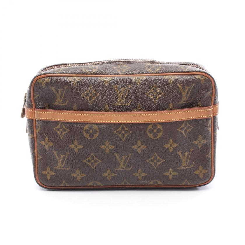 Pre-loved LOUIS VUITTON Compi??gne 23 monogram Clutch bag second bag PVC leather Brown 2101219083735