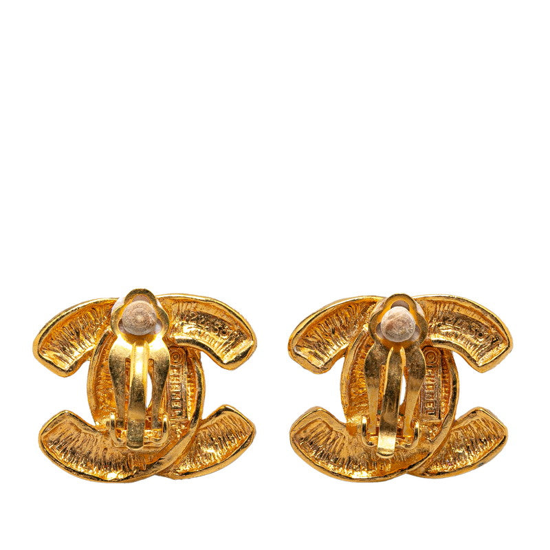 Chanel Coco Mark Mini Matelasse Clip-On Earrings Gold