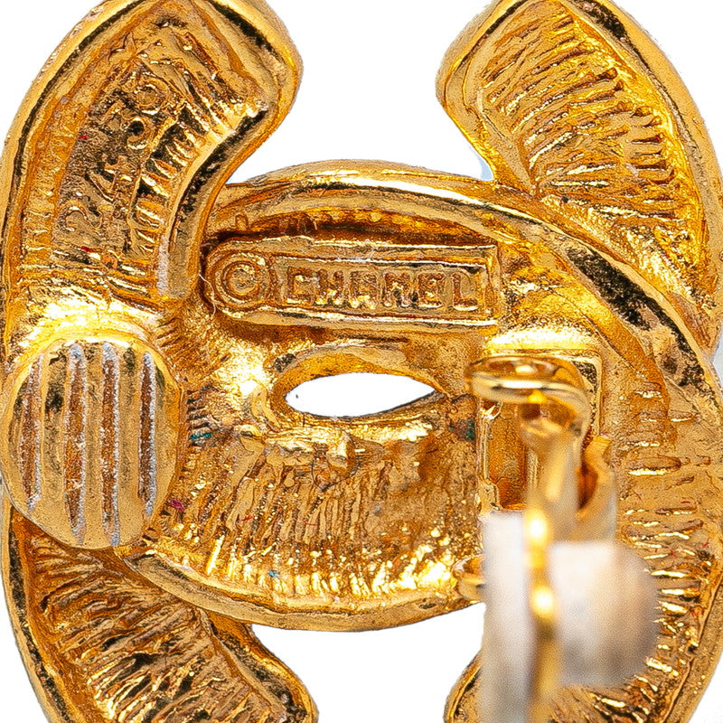 Chanel Coco Mark Mini Matelasse Clip-On Earrings Gold