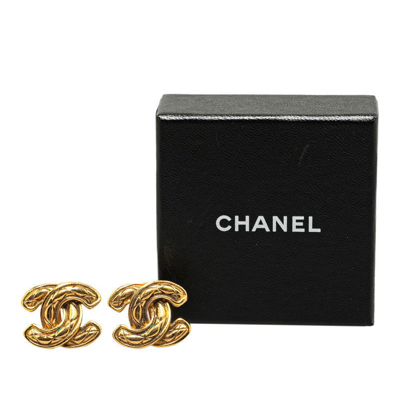 Chanel Coco Mark Mini Matelasse Clip-On Earrings Gold