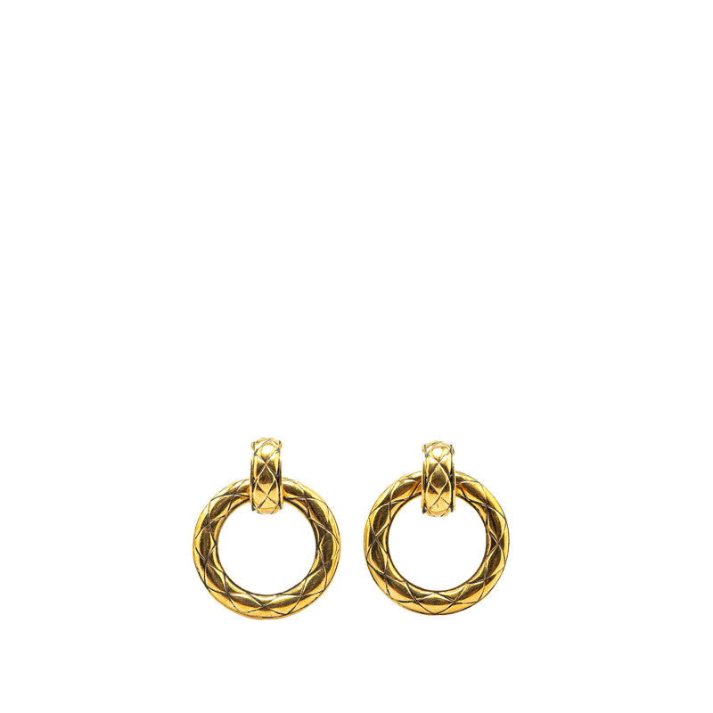Chanel Gold Plated Matelassé   Earrings