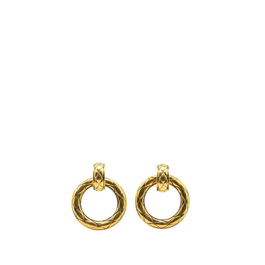 Chanel Gold Plated Matelassé   Earrings
