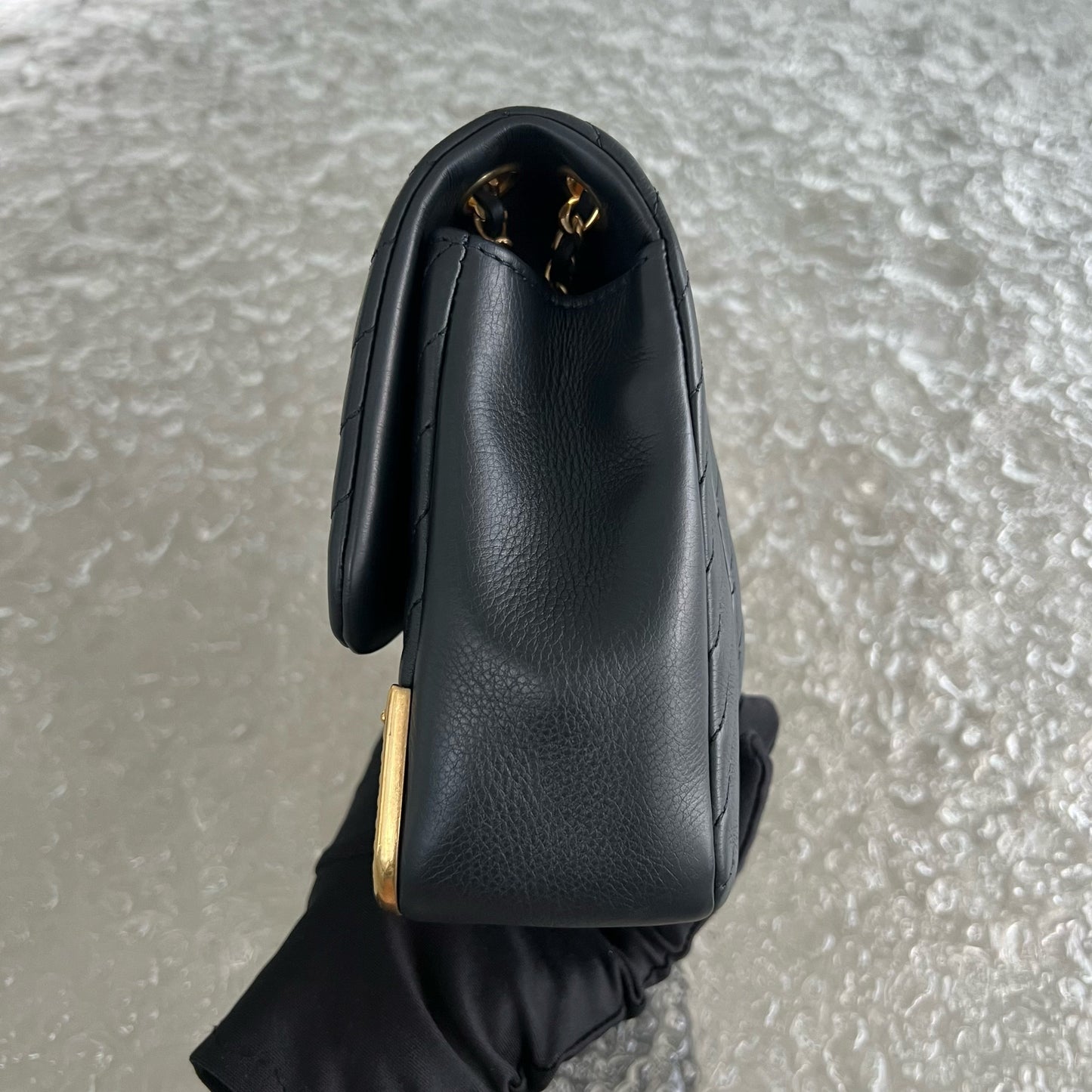 *Rare* Chanell Classic Flap Small - Rock The Corner Seasonal Chevron Calfskin Black Golden Hardware Series  26