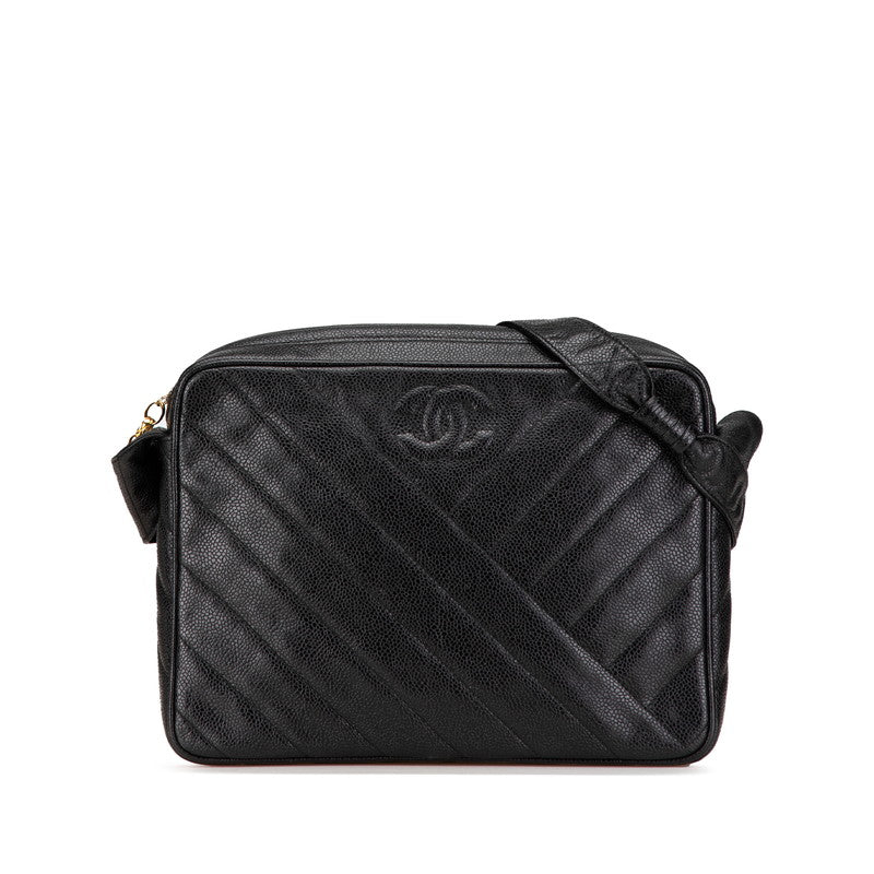 Chanel Coco Mark Bias Stitch Caviar Skin Shoulder Bag