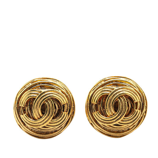 Chanel Gold Plated Coco Mark   Earrings 94A