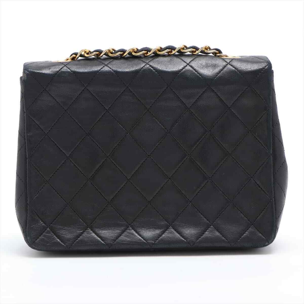 Chanel Mini Matelasse Lambskin Single Flap Single Chain Bag Black Gold Metal