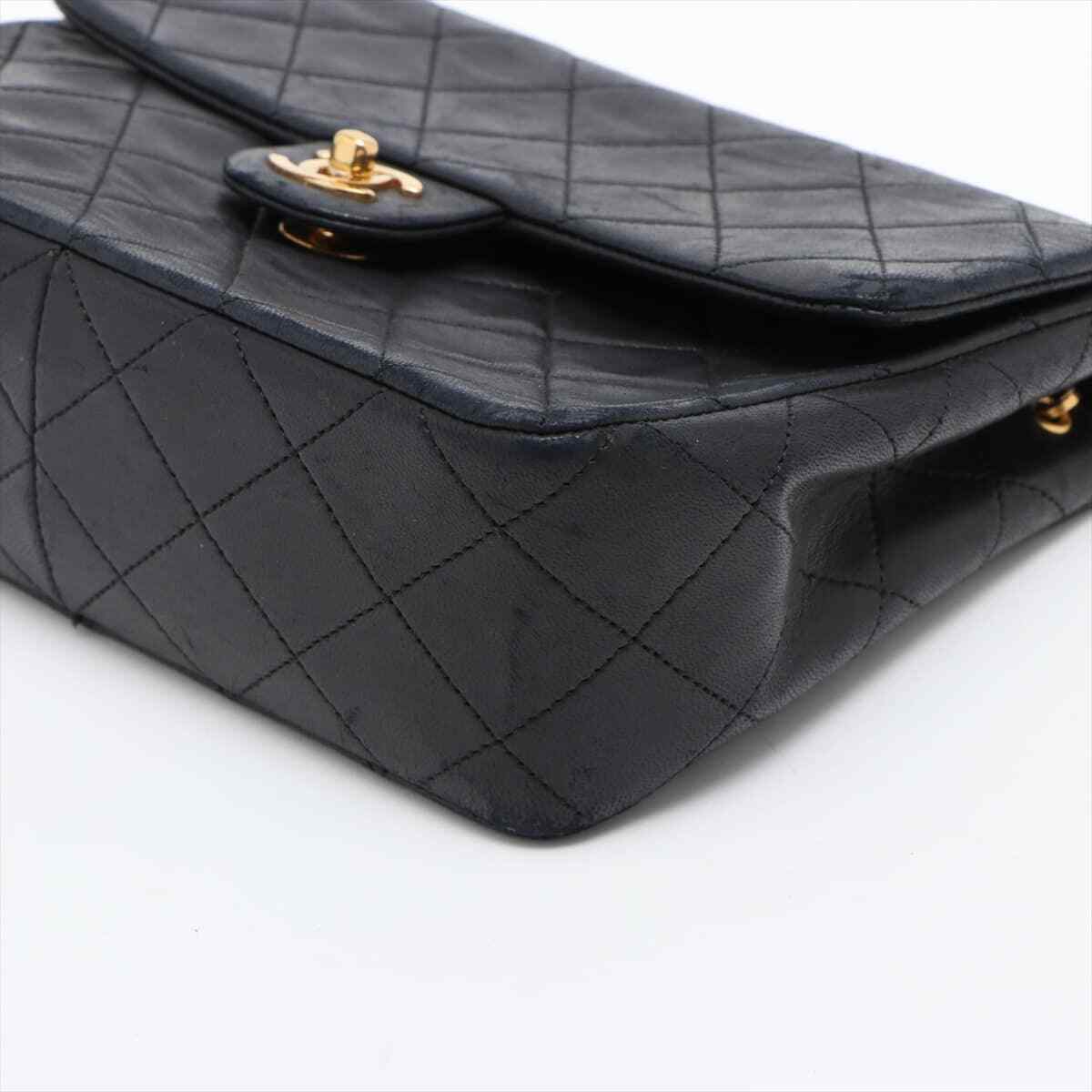 Chanel Mini Matelasse Lambskin Single Flap Single Chain Bag Black Gold Metal