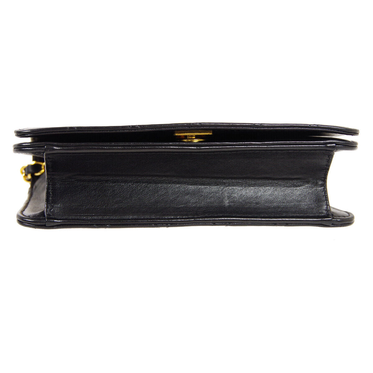 CHANEL Quilted Full Flap Single Chain Shoulder Bag Black Lambskin