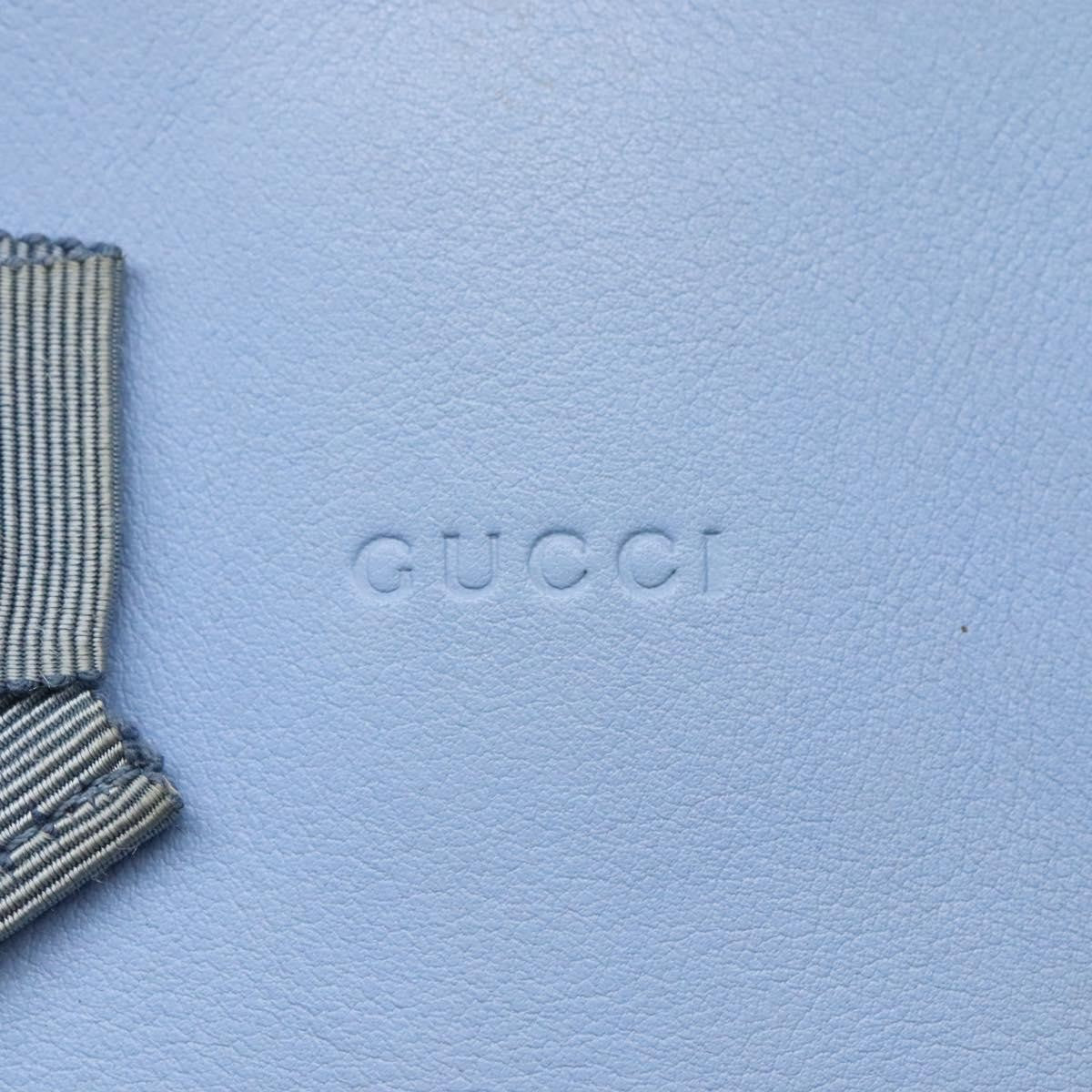 Gucci Gg Ribbon Tote Leather Blue Leather Shoulder Bag Bag ( )