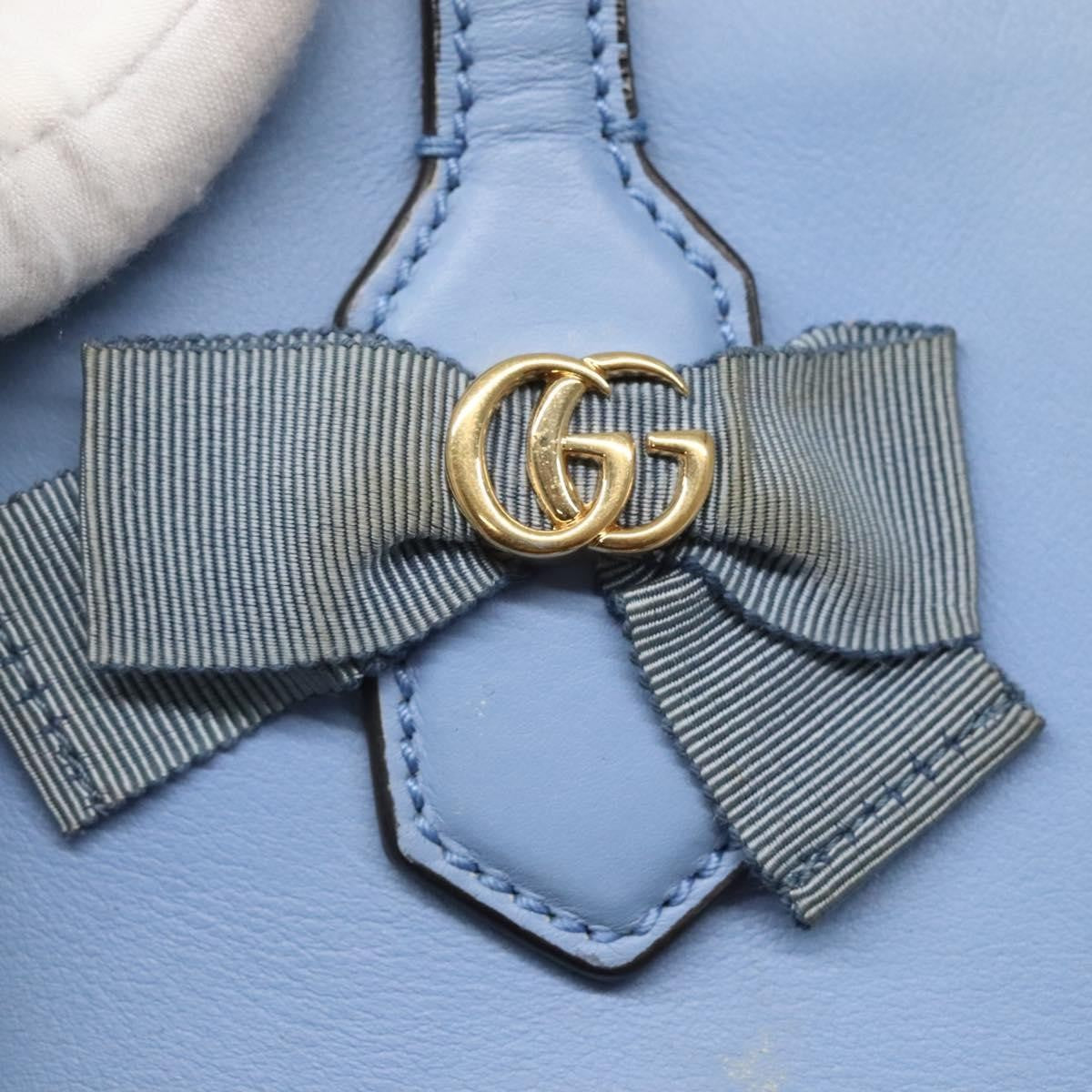 Gucci Gg Ribbon Tote Leather Blue Leather Shoulder Bag Bag ( )
