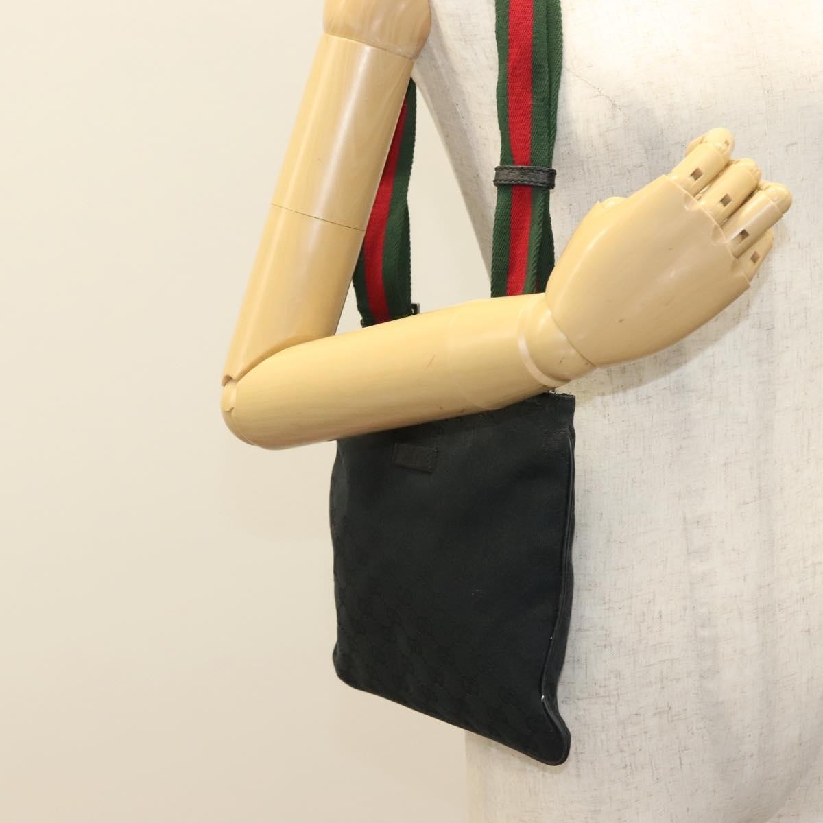 Gucci Web Strap Zip Messenger Bag Gg Canvas Black Canvas Shoulder Bag Bag ( )