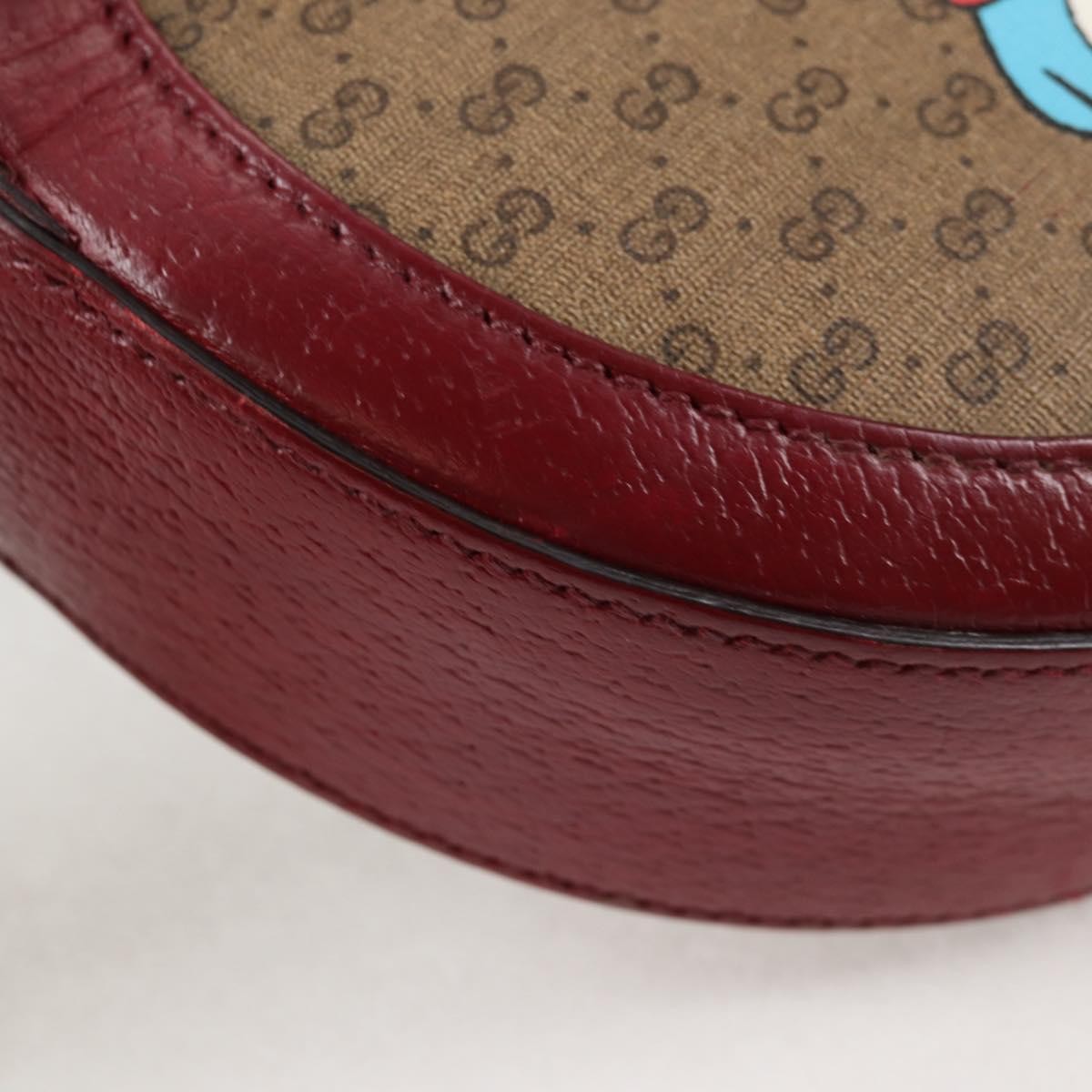 Gucci Doraemon Round Shoulder Bag Printed Mini Gg Coated Canvas Beige Pvc Bag ( )