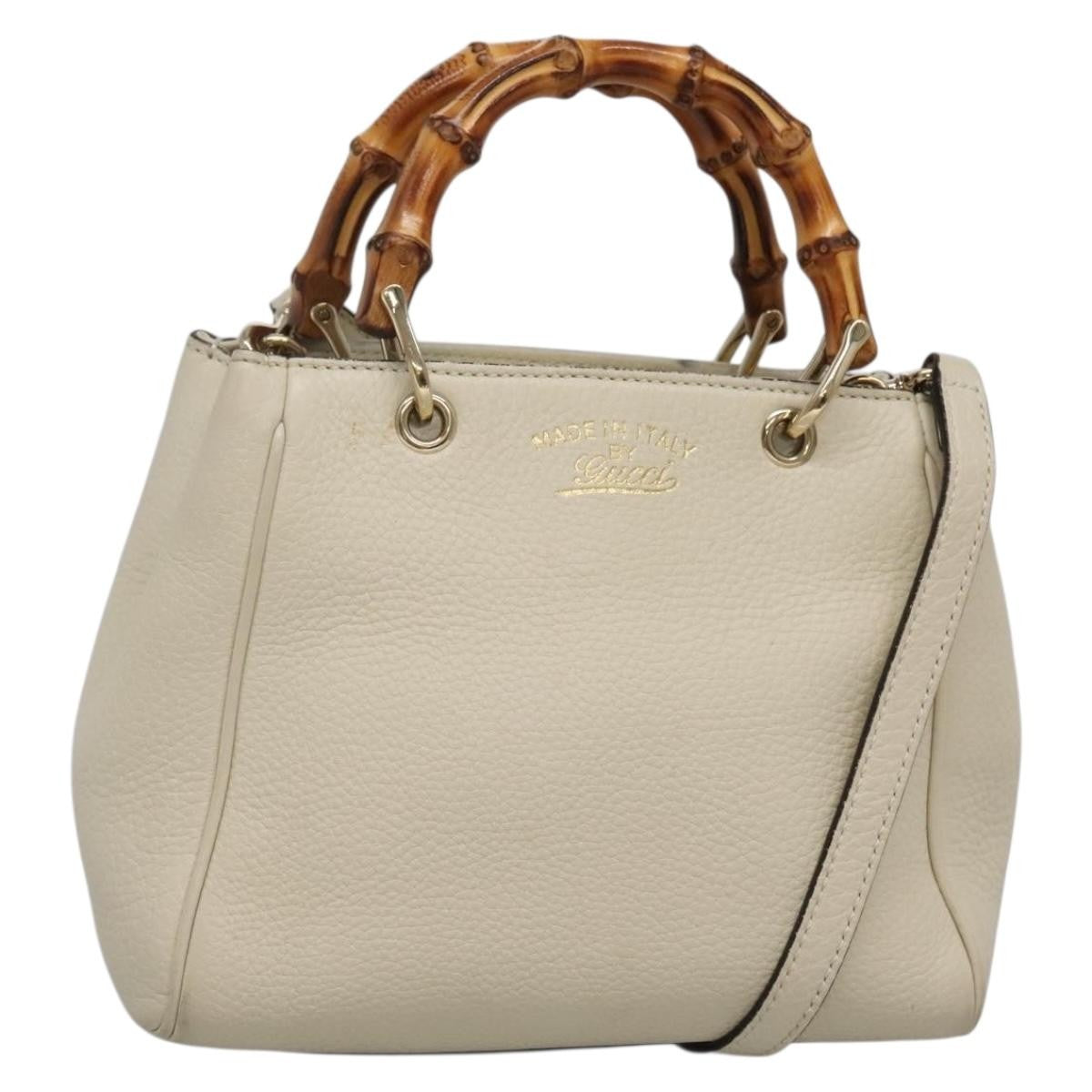 Gucci Bamboo Shopper Bag Leather White Leather Bag ( )