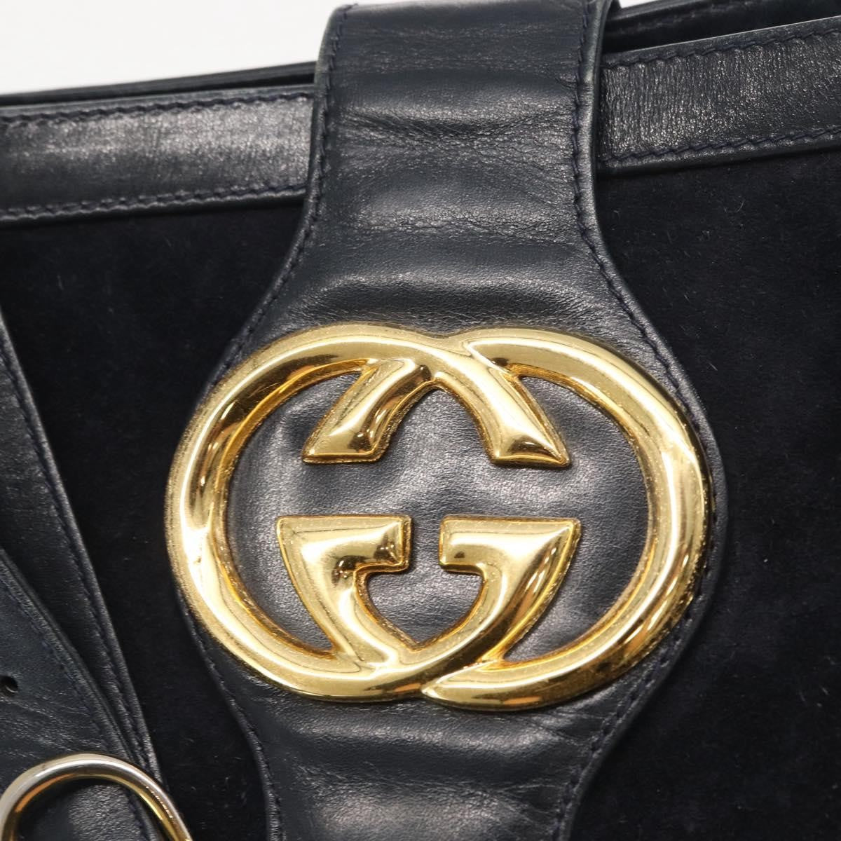 Gucci Sherry Line Shoulder Bag Suede Navy Suede Shoulder Bag Bag ( )