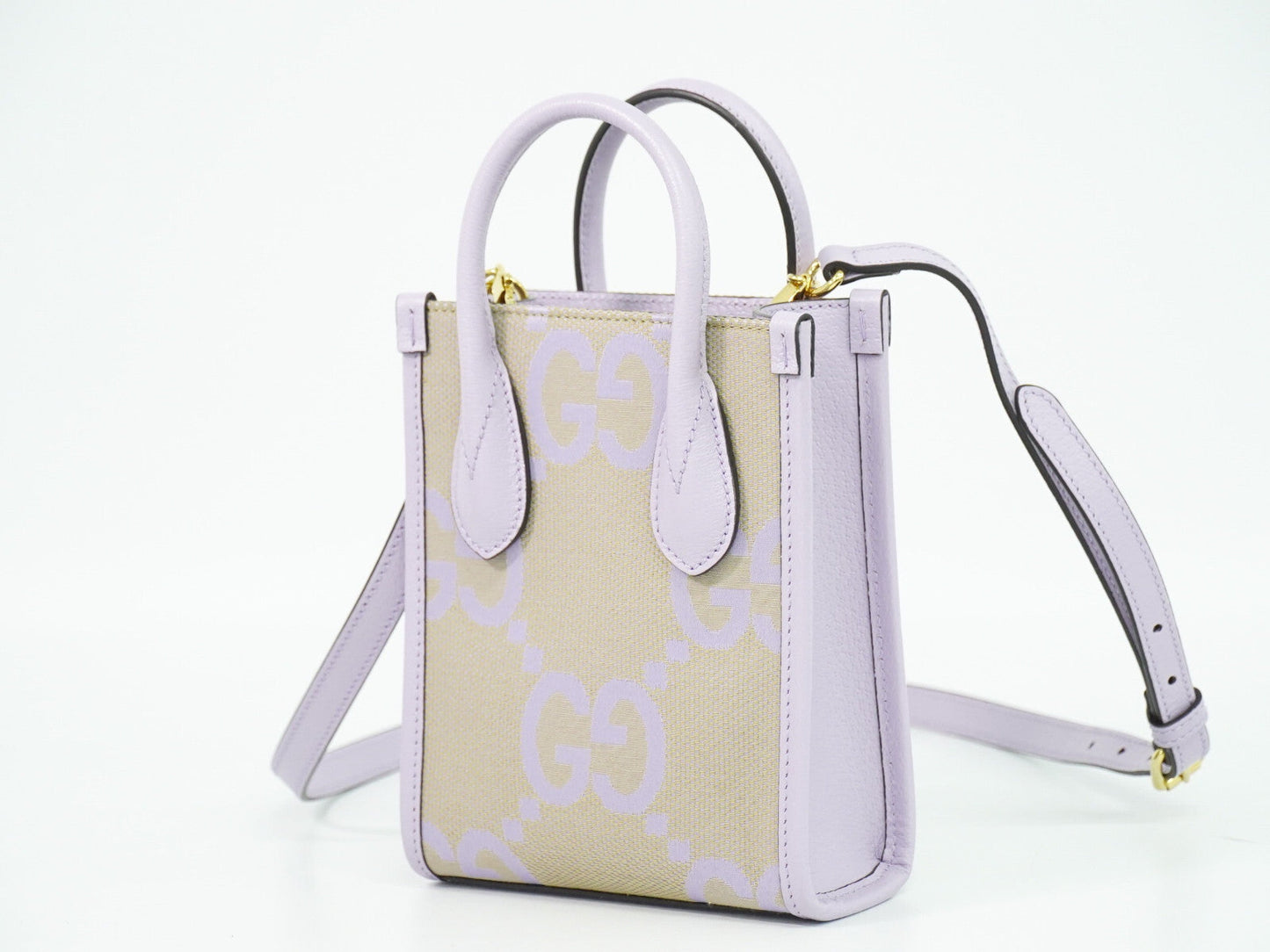 Gucci Vertical Tote Jumbo Gg Canvas Purple Canvas Bag ( )