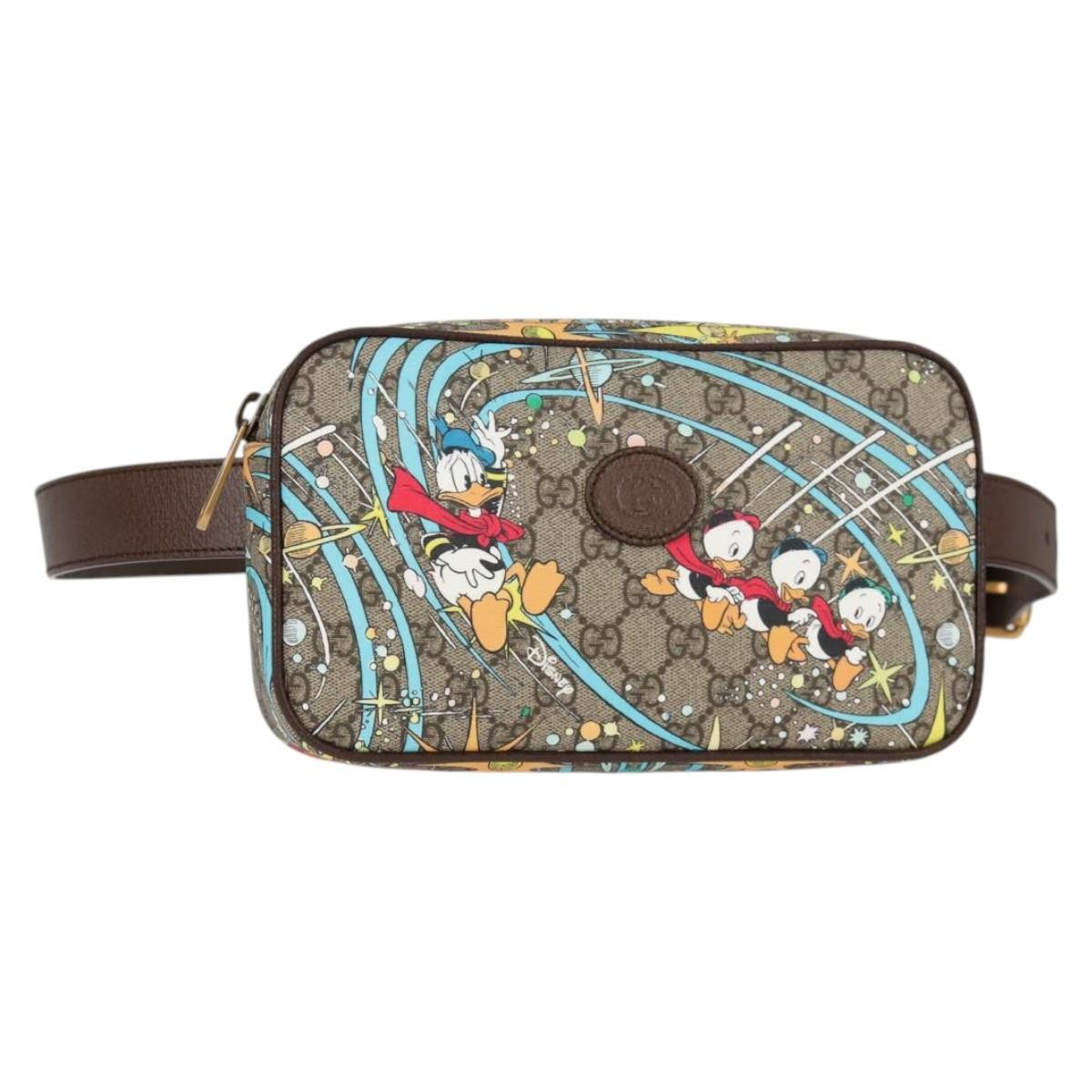 Gucci Disney Donald Duck Belt Bag Printed Gg Coated Canvas Beige Pvc Shoulder Bag Bag ( )