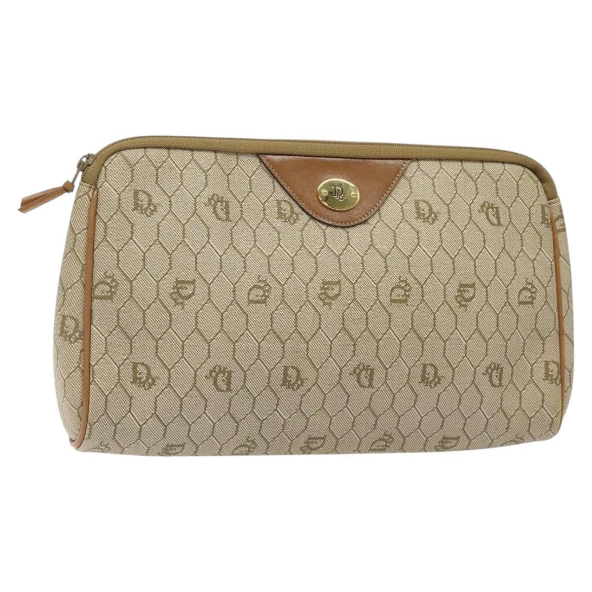Christian Dior   Honeycomb Zip Pouch Coated Canvas Beige Pvc Clutche & Pouche Bag ()