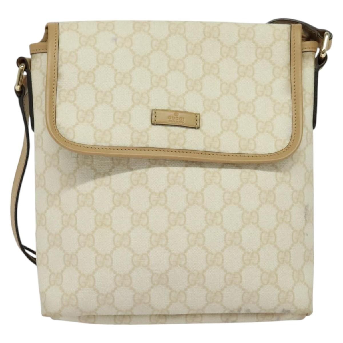 Gucci Flap Messenger Gg Coated Canvas White Pvc Shoulder Bag Bag ( )