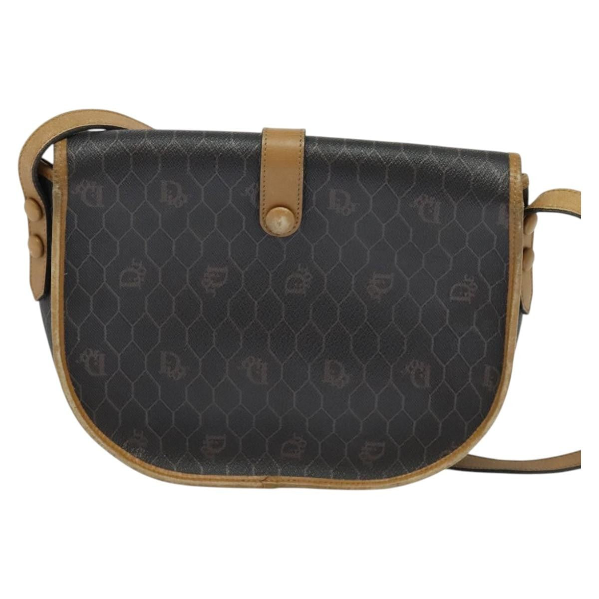 Christian Dior   Honeycomb Flap Crossbody Bag Canvas And Leather Black Canvas Bag ()