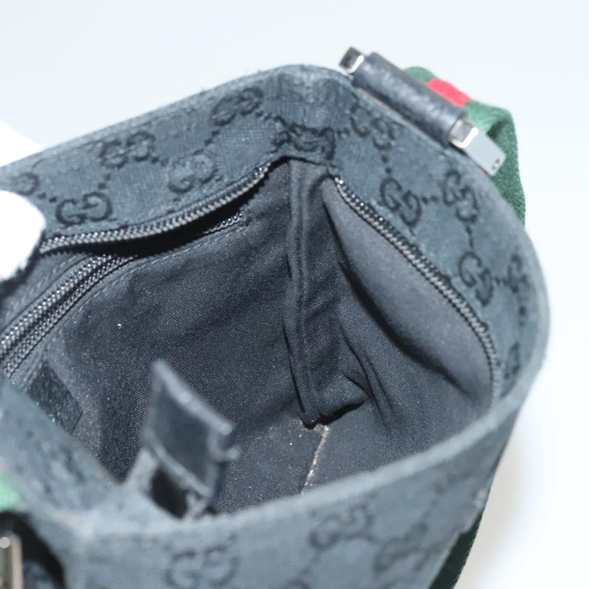 Gucci Web Strap Zip Messenger Bag Gg Canvas Black Canvas Shoulder Bag Bag ( )