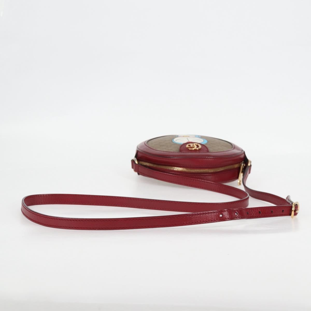 Gucci Doraemon Round Shoulder Bag Printed Mini Gg Coated Canvas Beige Pvc Bag ( )