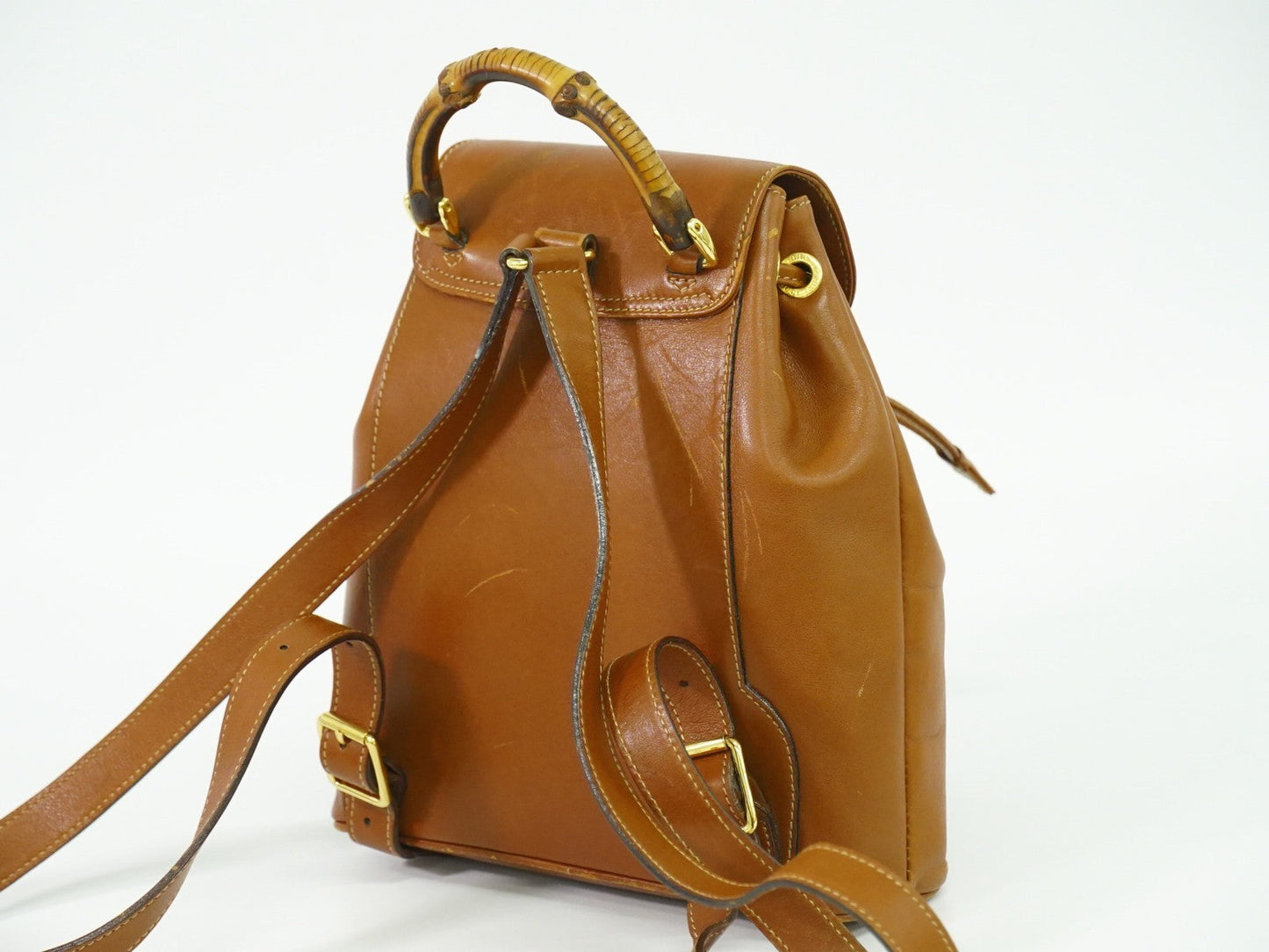 Gucci   Bamboo Backpack Leather Brown Leather Backpack Bag ( )