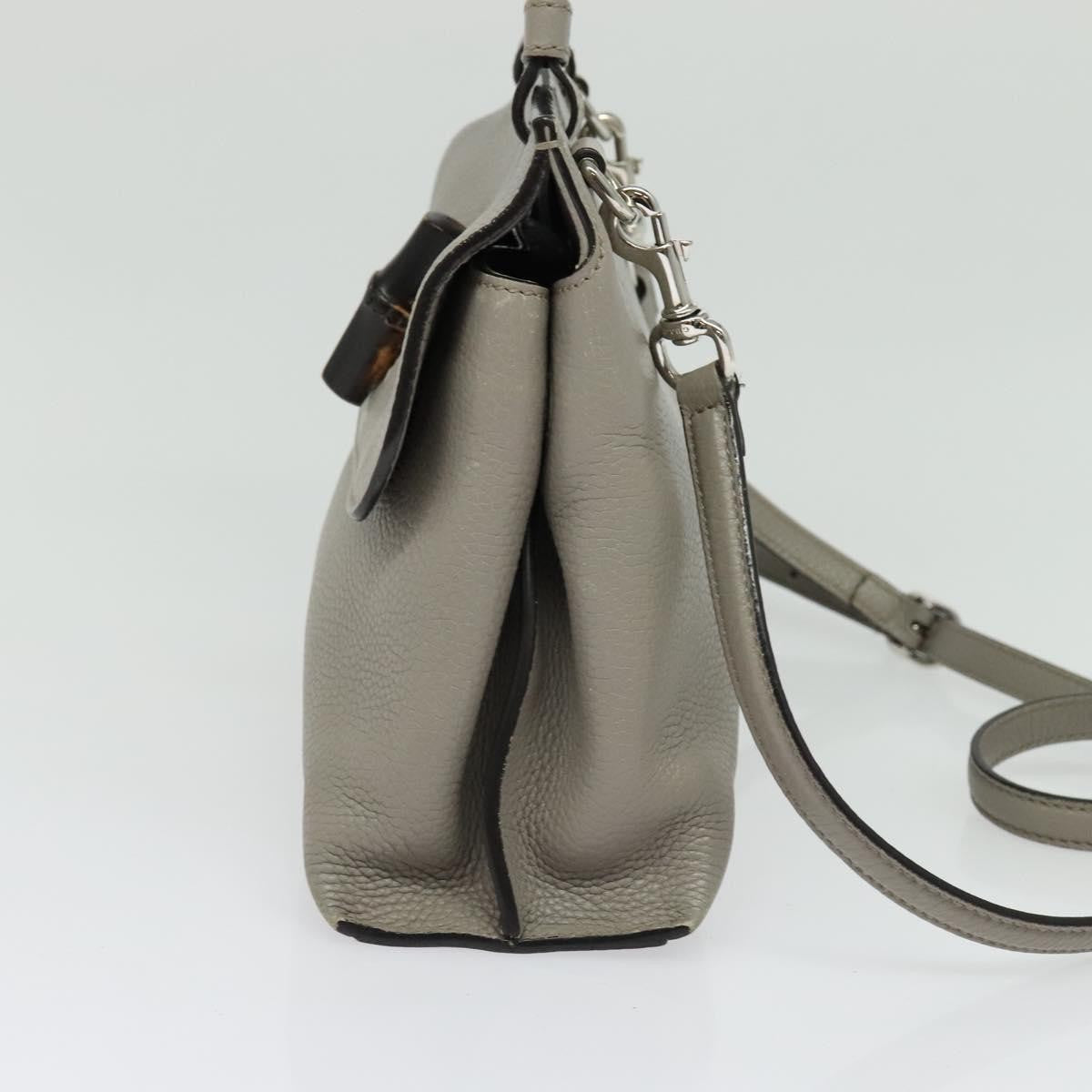 Gucci Bamboo Daily Top Handle Bag Leather Gray Leather Bag ( )
