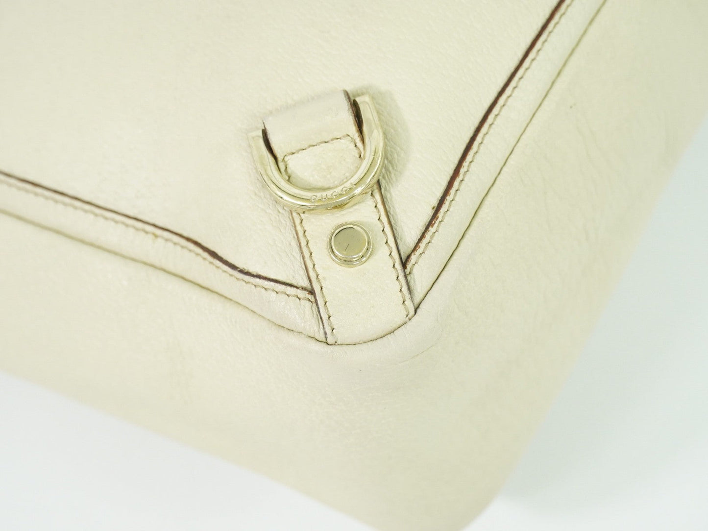 Gucci Abbey Leather With Gold Hardware Ecru Leather Tote Bag Bag ( )