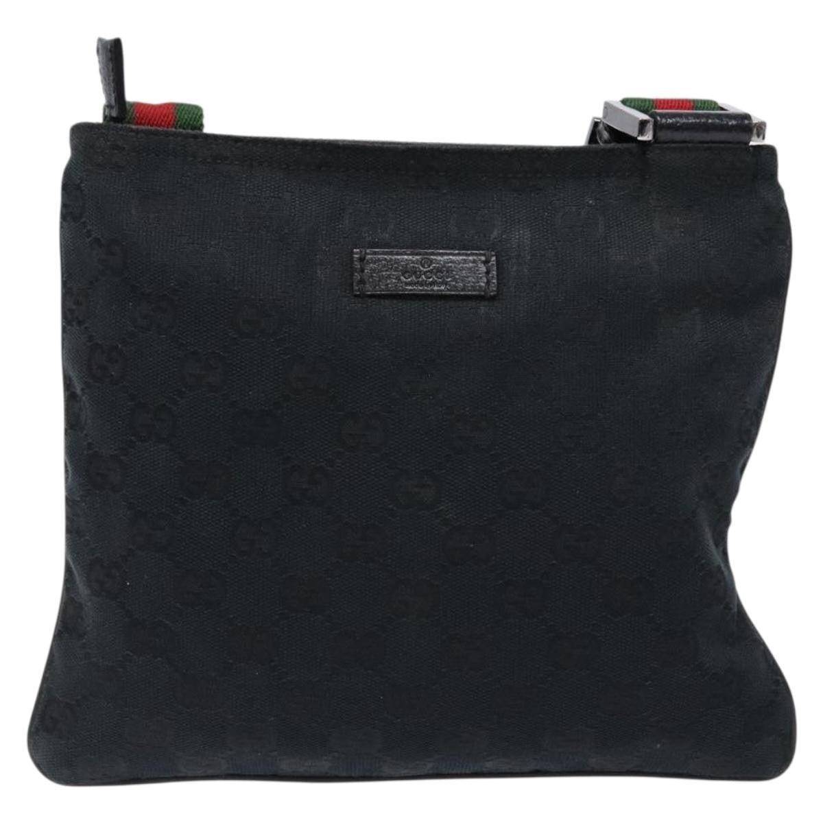 Gucci Web Strap Zip Messenger Bag Gg Canvas Black Canvas Shoulder Bag Bag ( )