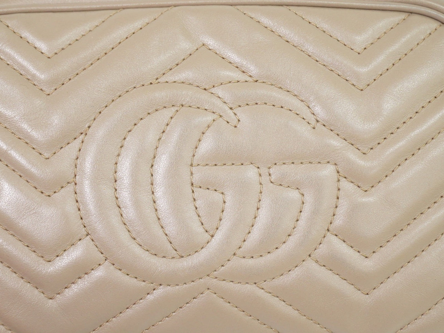 Gucci Gg Marmont Shoulder Bag Matelasse Leather Beige Leather Shoulder Bag Bag ( )