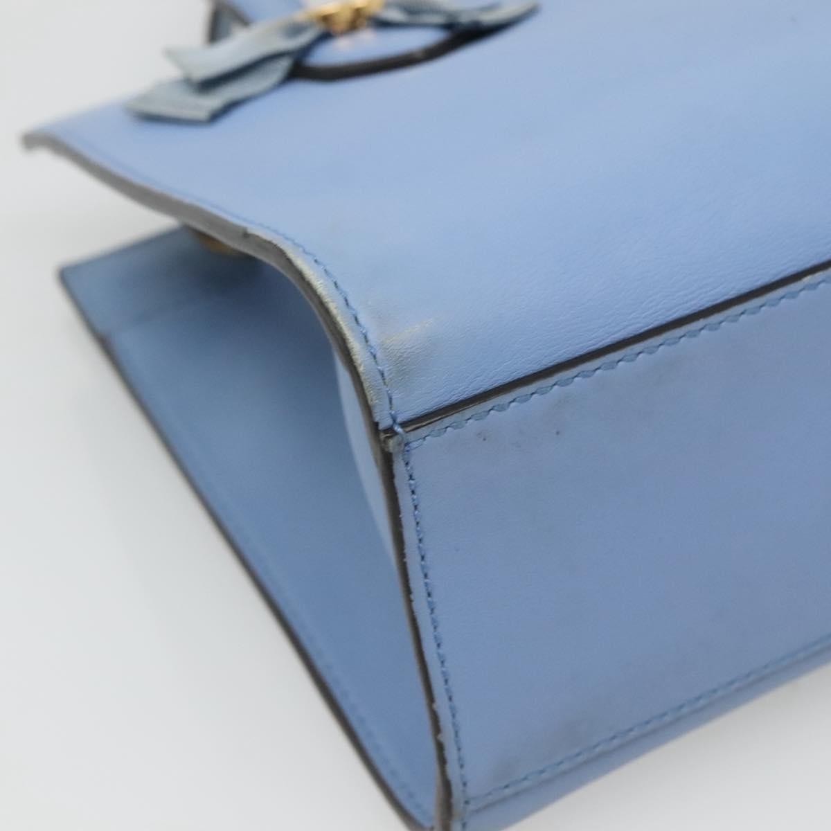 Gucci Gg Ribbon Tote Leather Blue Leather Shoulder Bag Bag ( )