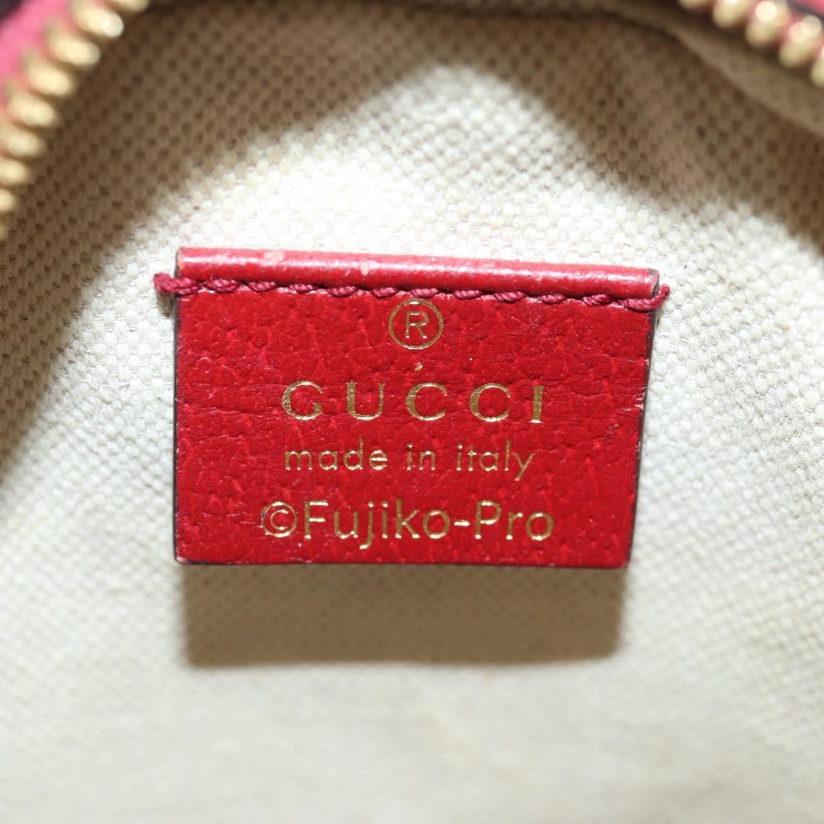 Gucci Doraemon Round Shoulder Bag Printed Mini Gg Coated Canvas Beige Pvc Bag ( )