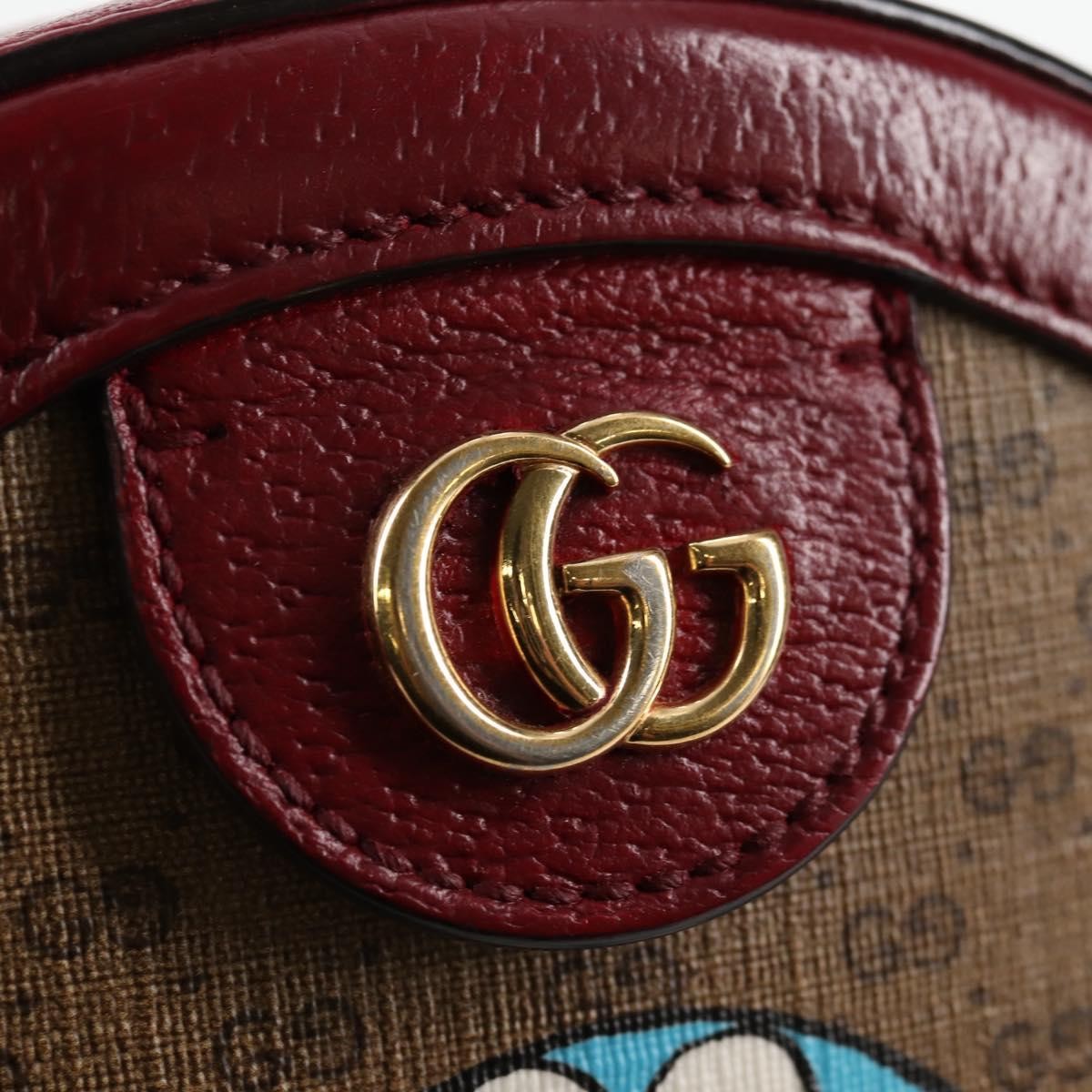 Gucci Doraemon Round Shoulder Bag Printed Mini Gg Coated Canvas Beige Pvc Bag ( )