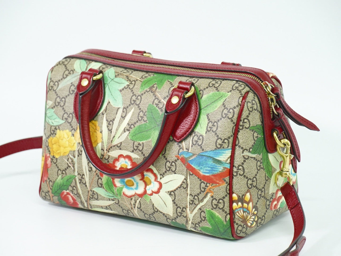 Gucci Convertible Boston Bag Tian Print Gg Coated Canvas Multicolour Canvas Handbag ( )