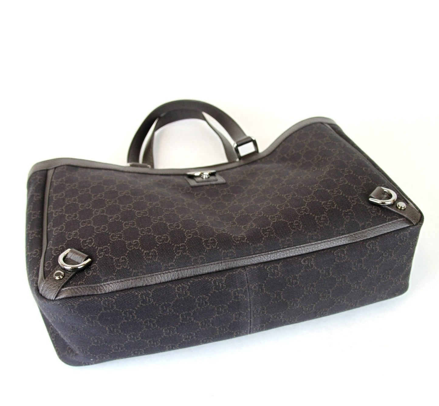 New Gucci 293580 Brown Denim D Ring Abbey Tote Bag Handbag
