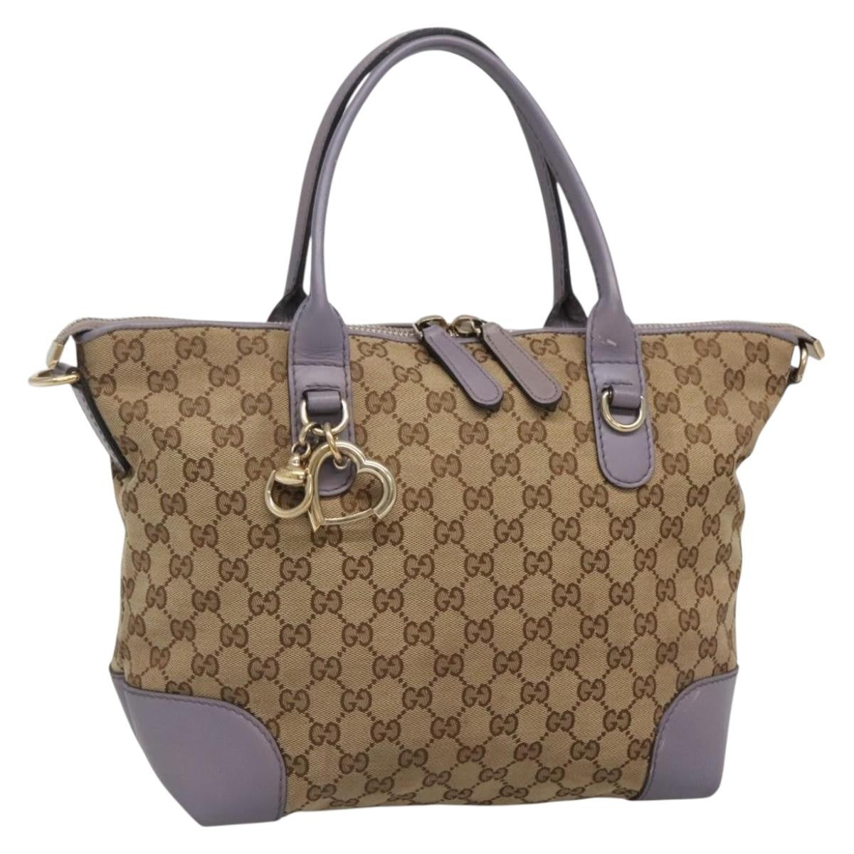 Gucci Convertible Belted Tote Gg Canvas With Leather Beige Canvas Tote Bag Bag ( )