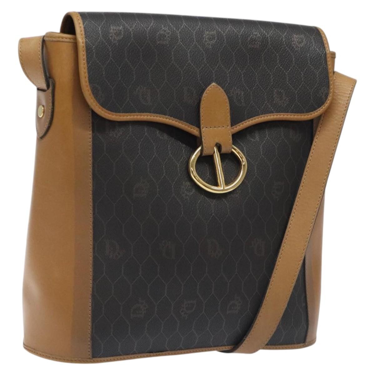 Christian Dior   Honeycomb Flap Crossbody Bag Canvas And Leather Black Canvas Bag ()
