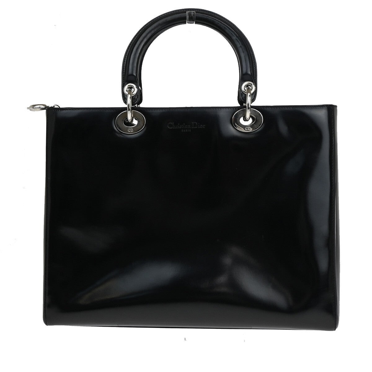 Christian Dior   Lady Dior Patent Noir Cuir Vernis Black Patent_Leather Bag ()