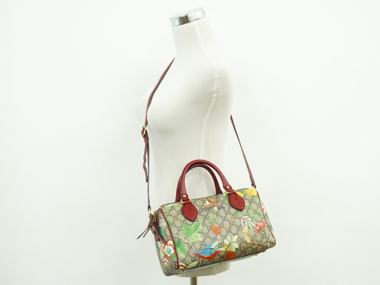 Gucci Convertible Boston Bag Tian Print Gg Coated Canvas Multicolour Canvas Handbag ( )