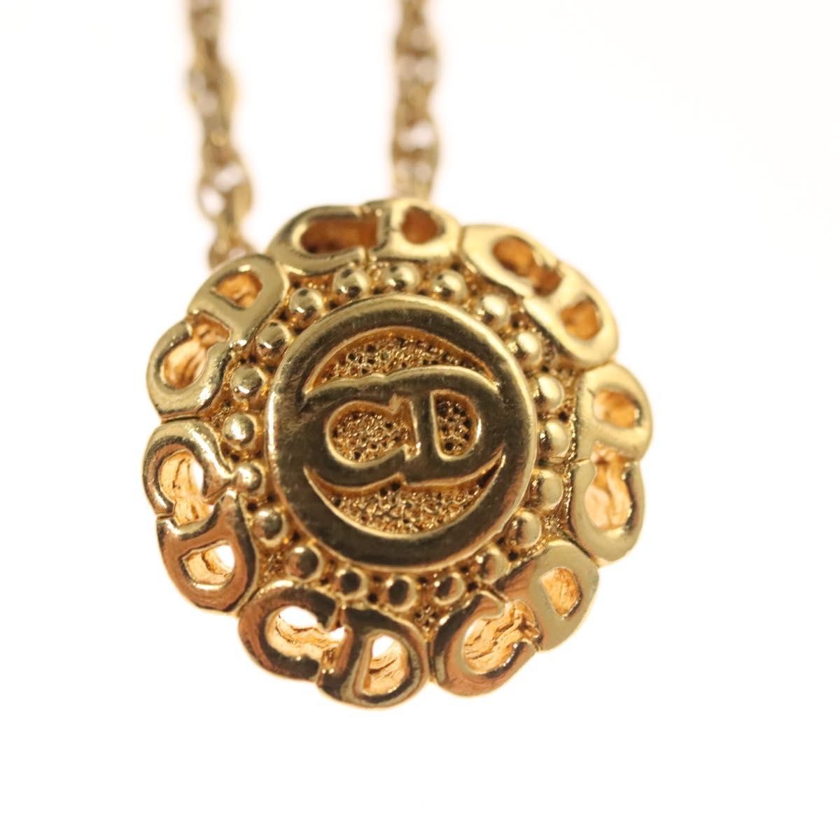 Christian Dior Cd Round Pendant Necklace Metal Gold Metal Jewelry ()