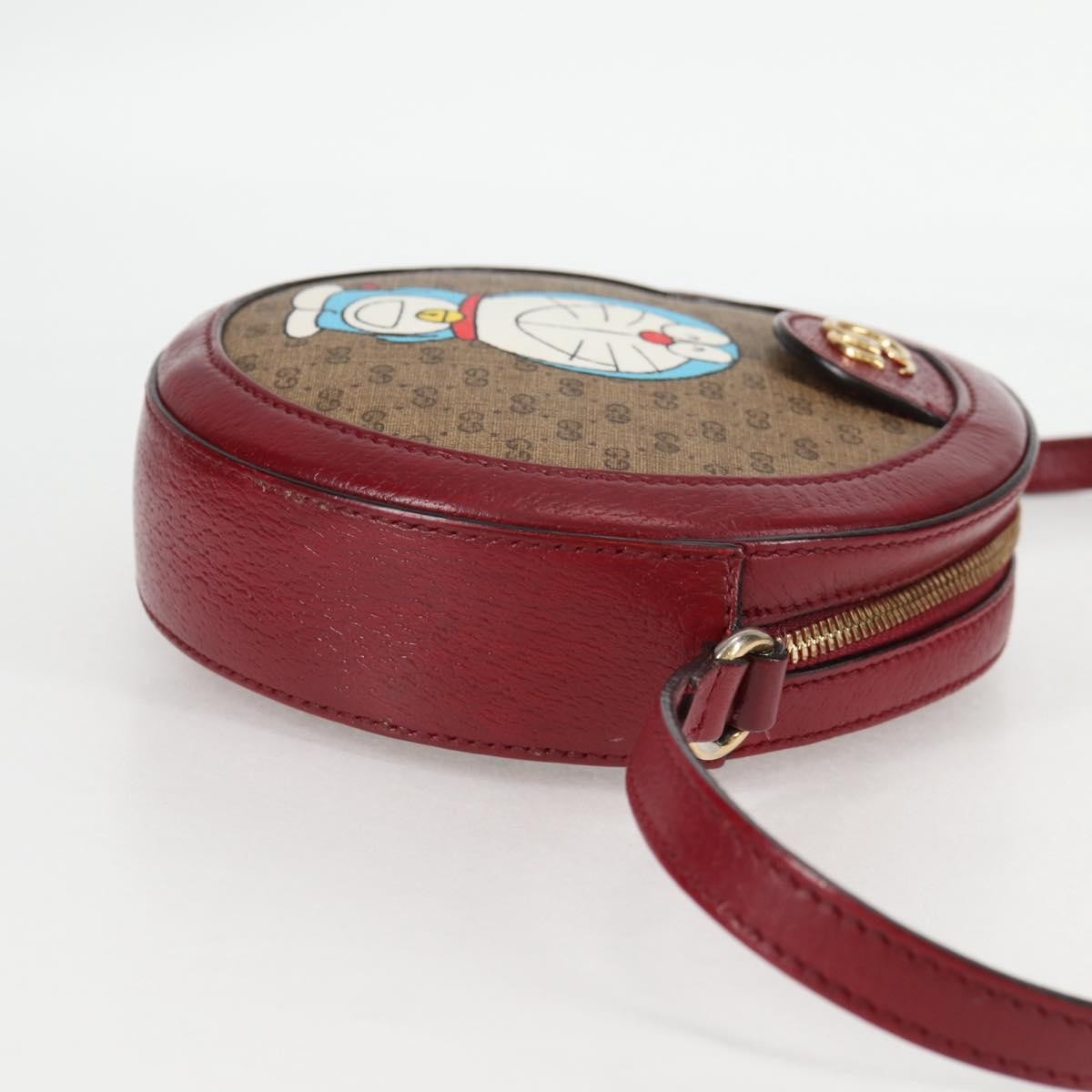 Gucci Doraemon Round Shoulder Bag Printed Mini Gg Coated Canvas Beige Pvc Bag ( )