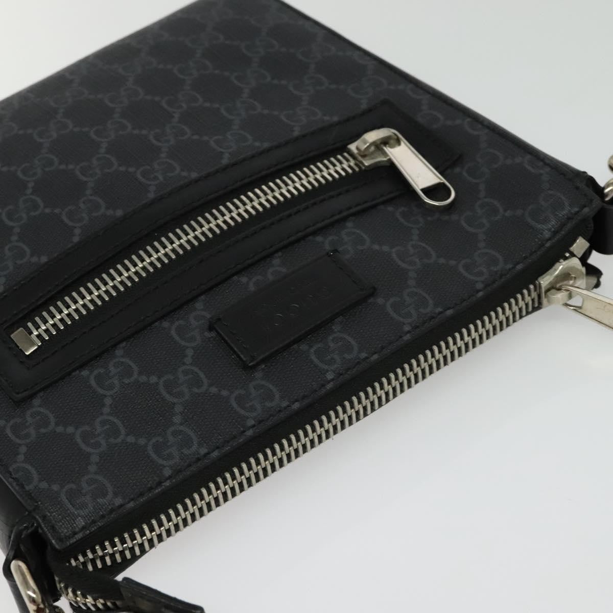 Gucci Web Strap Front Zip Messenger Bag Gg Coated Canvas Black Canvas Bag ( )