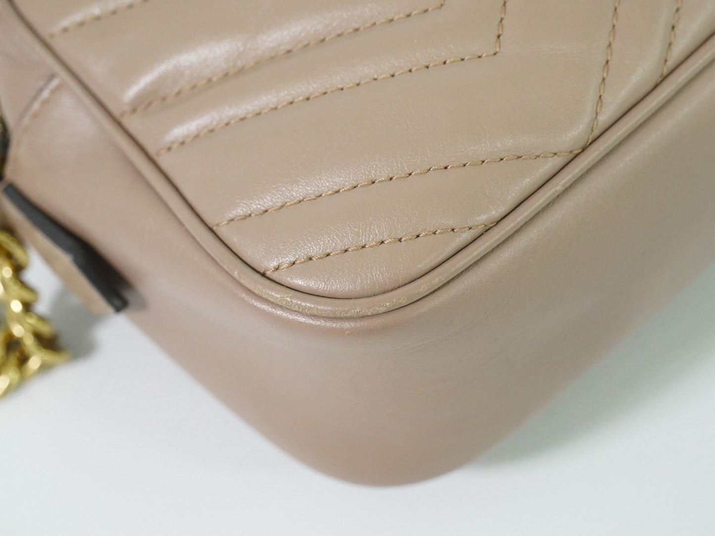 Gucci Gg Marmont Shoulder Bag Matelasse Leather Beige Leather Shoulder Bag Bag ( )