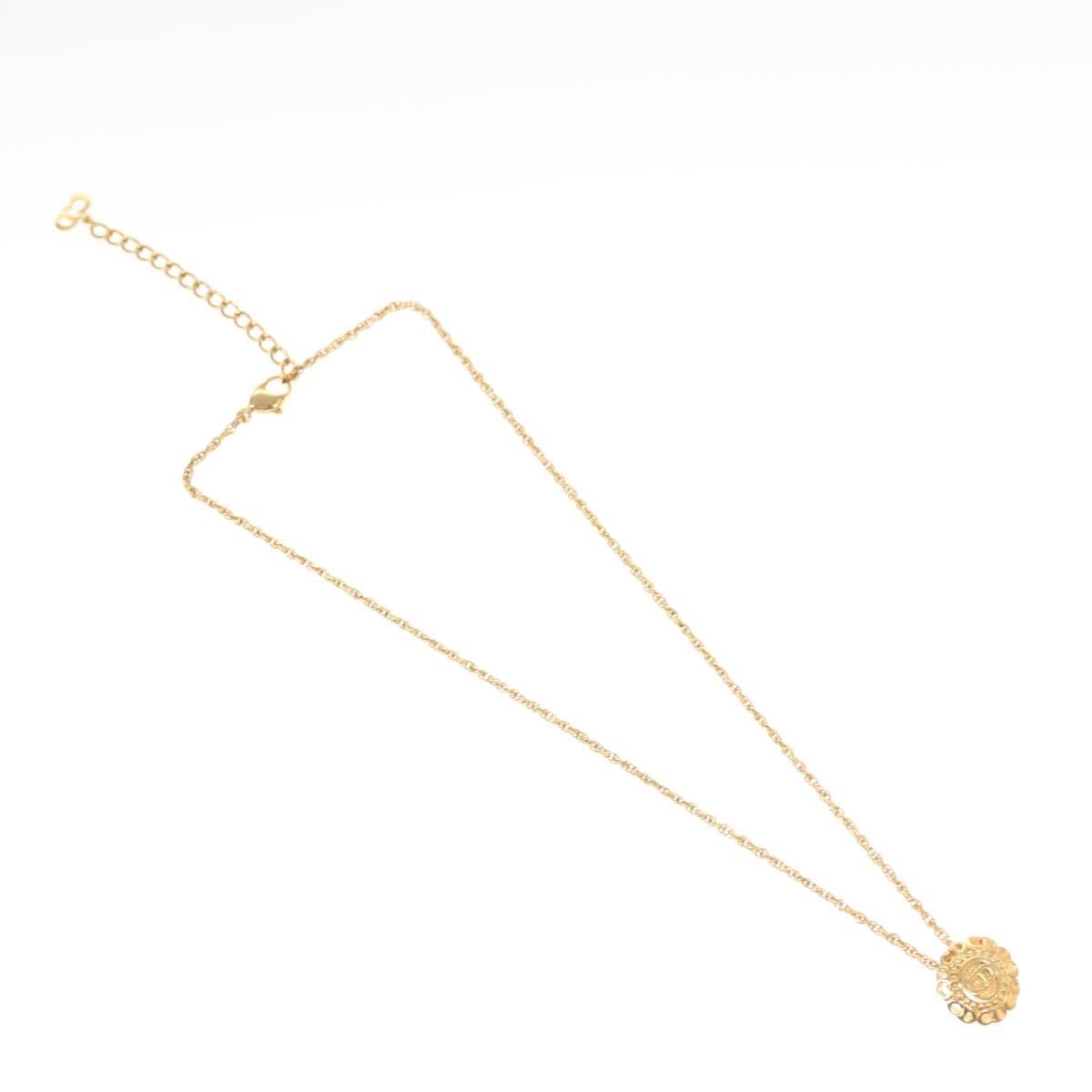 Christian Dior Cd Round Pendant Necklace Metal Gold Metal Jewelry ()