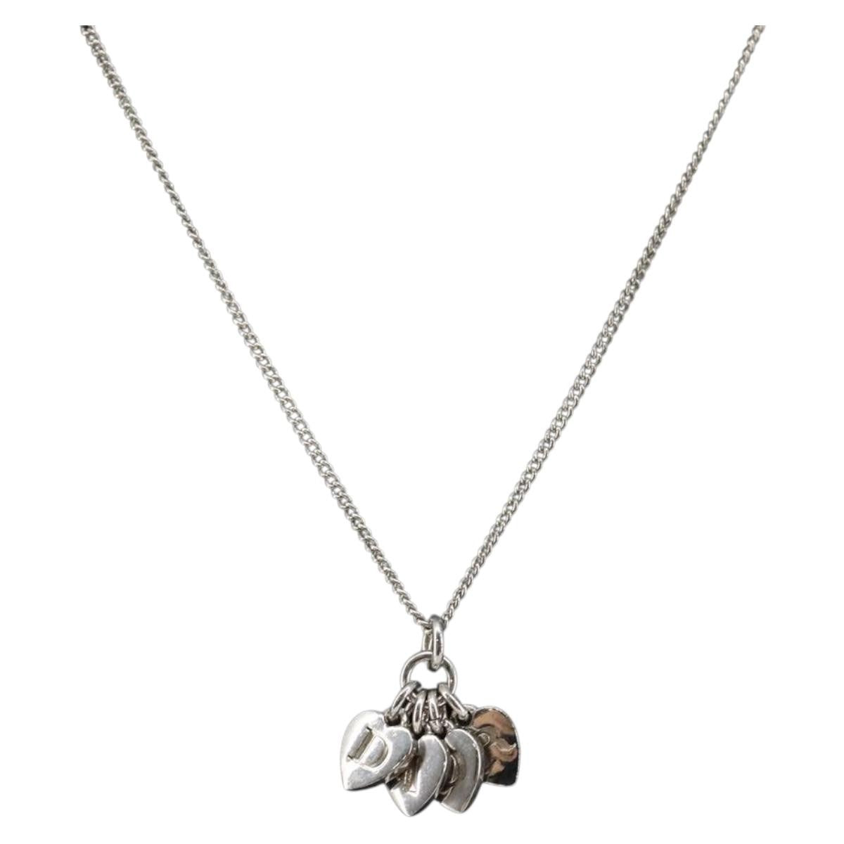 Christian Dior Cd Heart Necklace Metal Silver Metal Jewelry ()