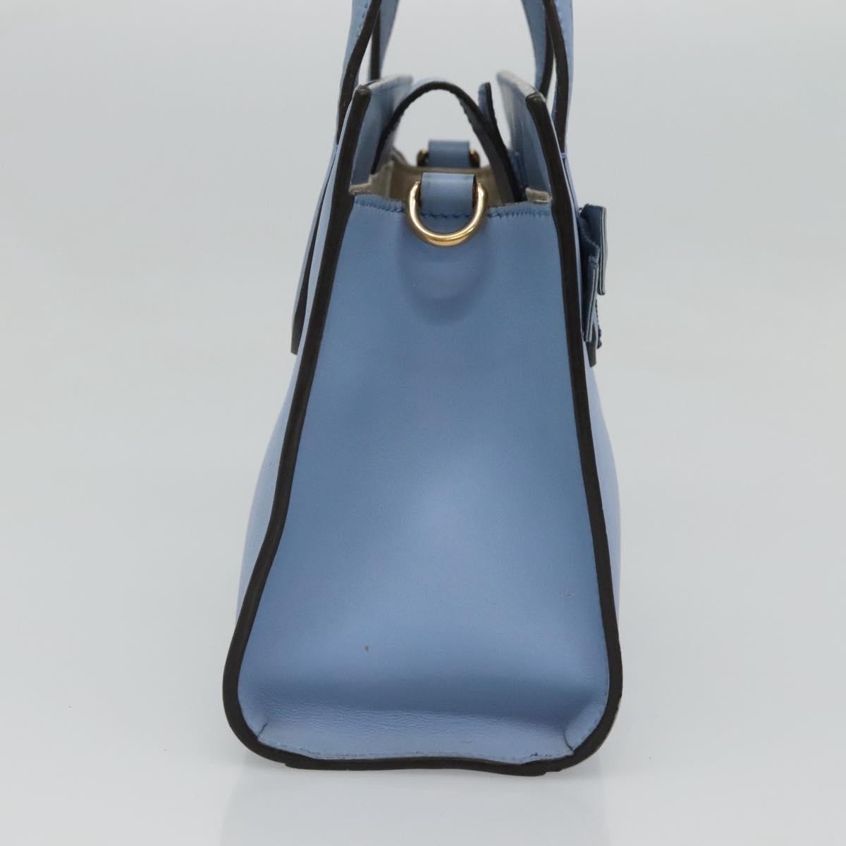 Gucci Gg Ribbon Tote Leather Blue Leather Shoulder Bag Bag ( )