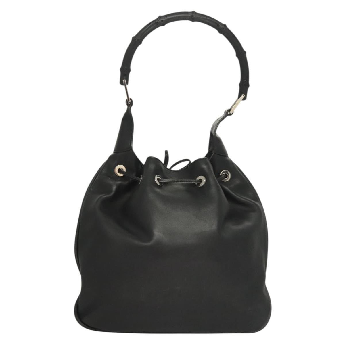 Gucci   Bamboo Shoulder Bag Leather Black Leather Handbag ( )